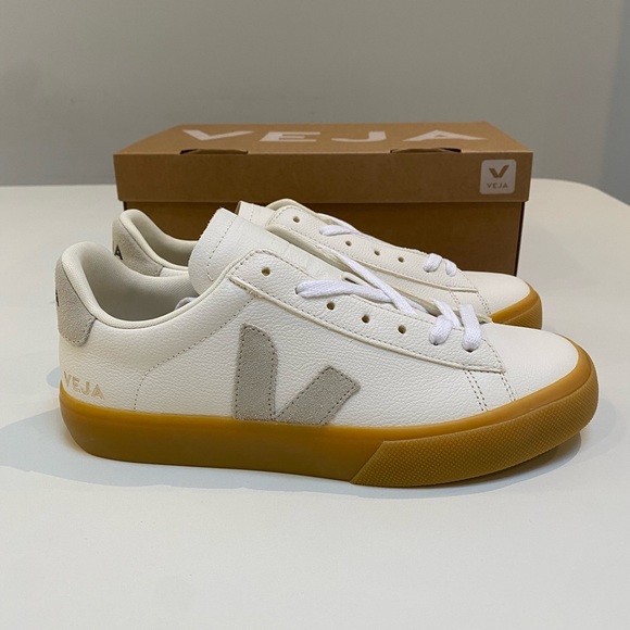 Veja Campo Leather Sneaker Extra White/Natural/Gum Sole 39EU/8US, 40EU/9US NIB - Picture 3 of 11